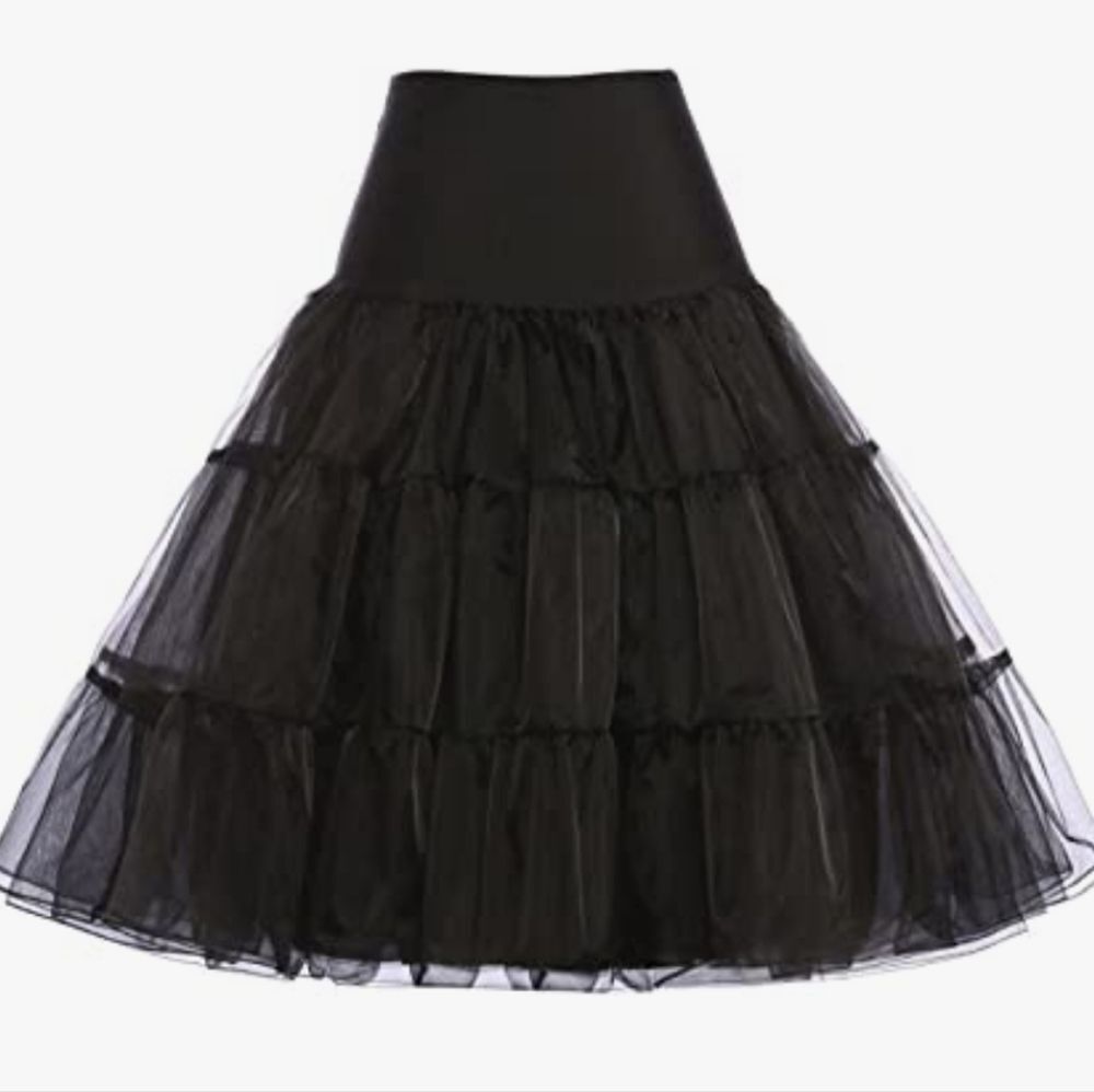🔸️Black Rockabilly Style Petticoat Underskirt Small